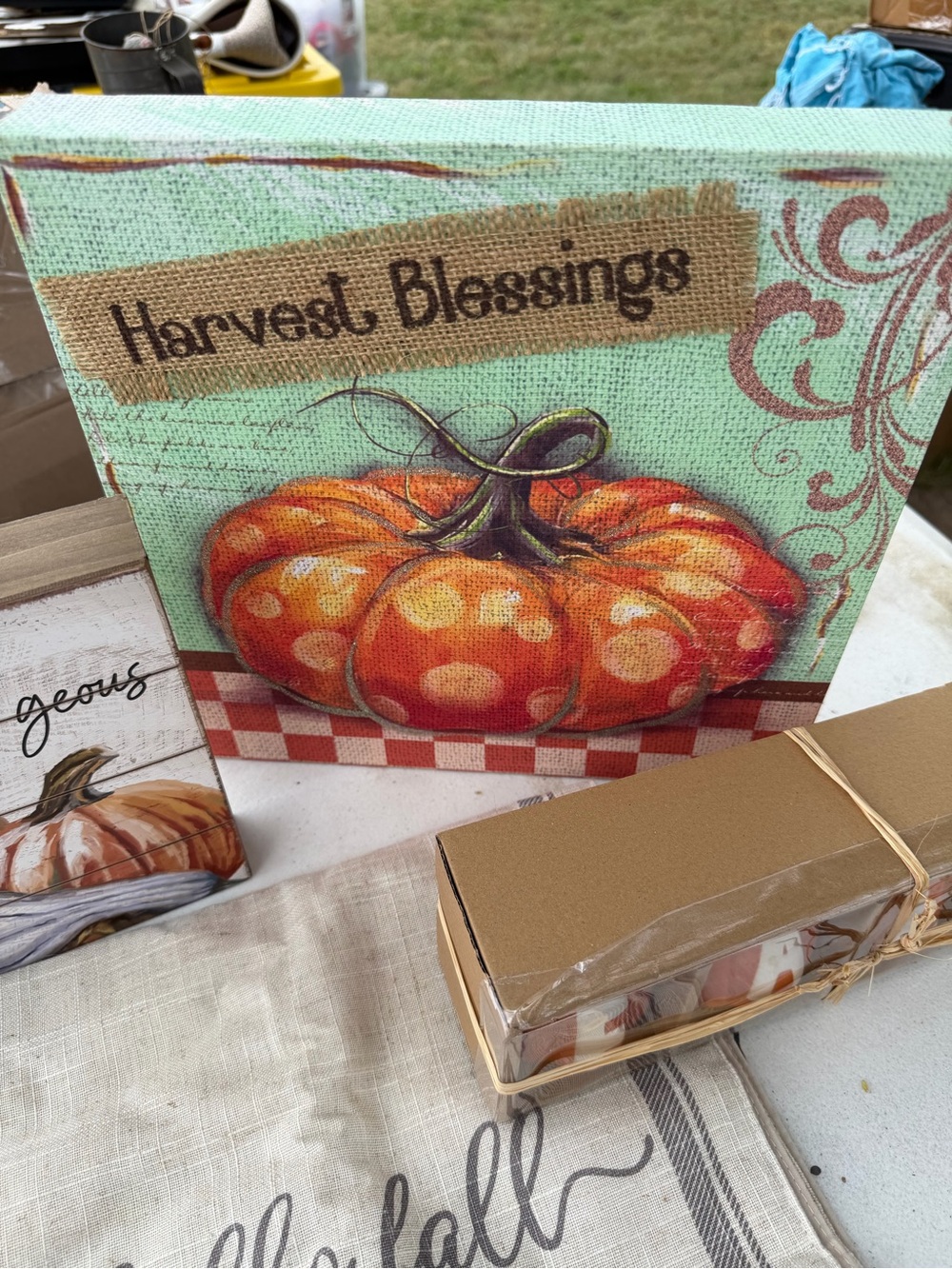 Hobby Lobby Harvest Blessings Pumpkin Wall Art - Orange, Green, Brown